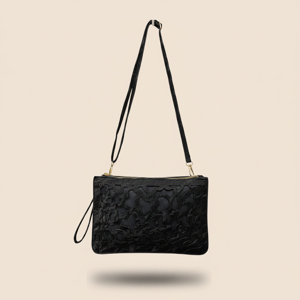 Clutch calado negro noche aura