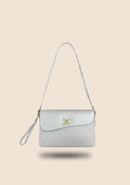 Bolso Bandolera Plateado con Cierre Dorado