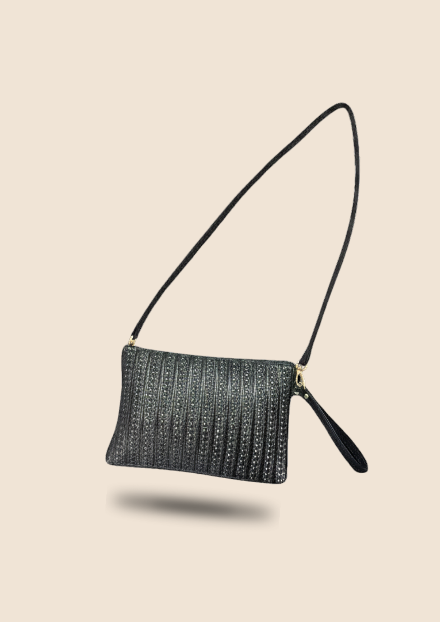 Bolso Clutch Bandolera Negro Texturizado